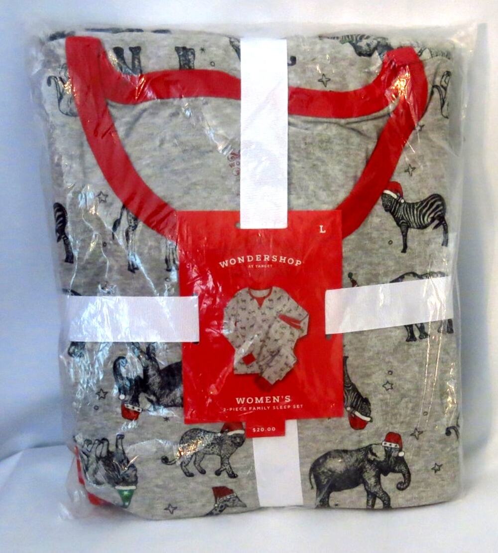 Wondershop Target *NWT* Safari Christmas Winter Pajamas Size L Women Gray